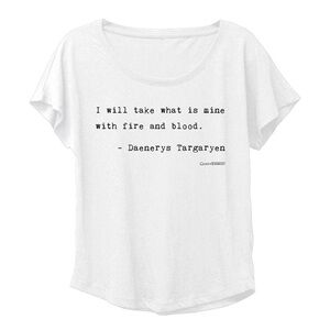 Game of Thrones Daenerys Targaryen Fire and Blood quote Dolman T-shirt HBO Shop